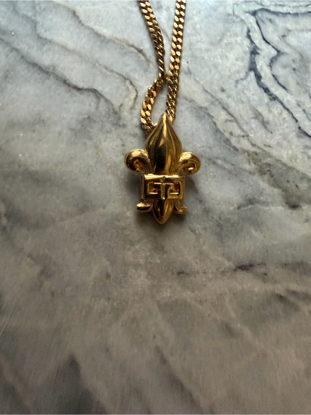 Givenchy Gold Fleur-de-Lis Pendant Necklace